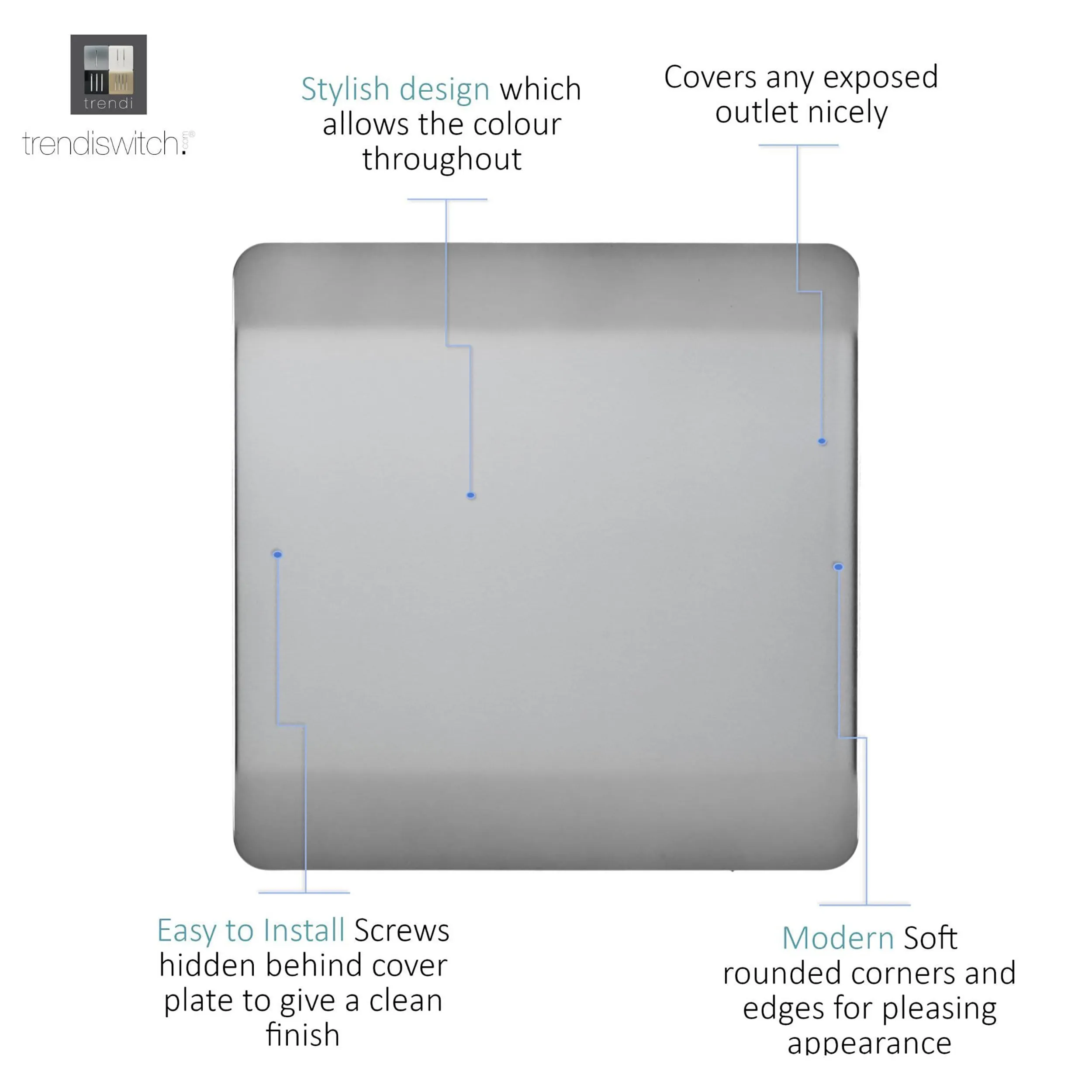 1 Gang Blanking Plate Brushed Steel ART-BLKBS  Trendi Brushed Steel